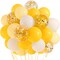 12 inches Yellow White Gold Confetti Balloons 60 Pack Pastel Yellow White Party Balloon for Sunflower Honeybee Theme Birthday Baby Shower Party Supplies